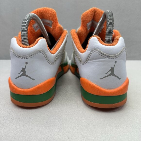 Size 4.5Y / Womens 6 Jordan 5 Retro Low Miami Hurricanes (GS) Brilliant Orange - Picture 4 of 9